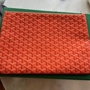 100% authentic Goyard orange clutch laptop case